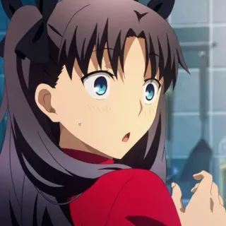 😧 Rin Tohsaka Anime, Ragazza, Carina, Faccia, Teenager, Cartone animato telegram sticker