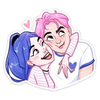 🤗 мультфильм, любовь, пара, иллюстрация, отношения, объятие, сердце whatsapp sticker