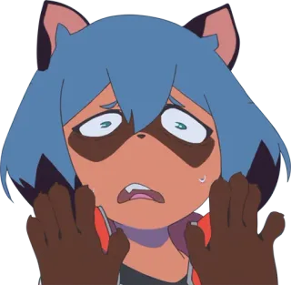 ❌ Michiru Kagemori BNA Anime, Tanuki, Temeroso, Preocupado, Animal, Chica whatsapp sticker