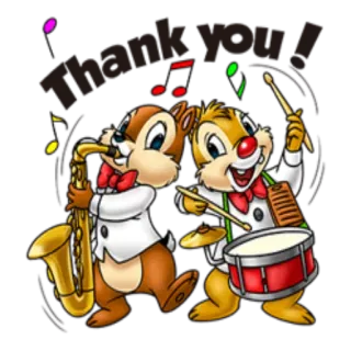 ☺️ Thank you! tico e teco, obrigado, saxofone, bateria, música telegram sticker
