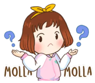 ❓ MOLLA MOLLA pertanyaan, gadis, kartun, bingung, stiker telegram sticker