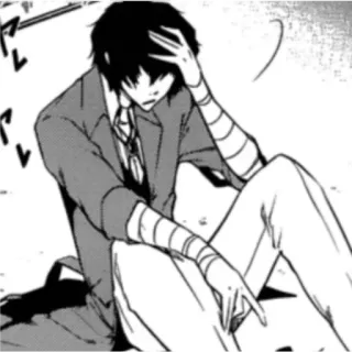 🥚 Osamu Dazai Bungou Stray Dogs Anime, Manga, Bungou Stray Dogs, Osamu Dazai, Postać, Smutny, Siedzący telegram sticker