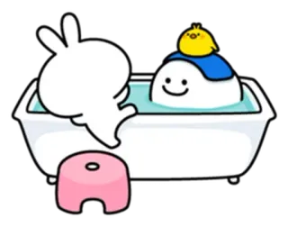 💦 うさぎ, お風呂, バスタブ, かわいい, 動物, マンガ telegram sticker