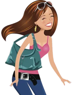 😁 femme, dessin animé, fille, mode, lunettes de soleil, décontracté telegram sticker