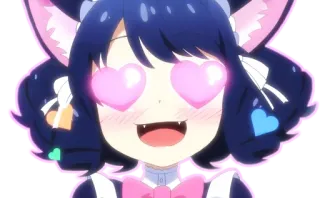 😍 Аниме, Девушка-кошка, Любовь, Сердечки, Кавай, Милый, Манга telegram sticker