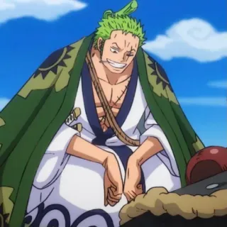 🧩 Zoro One Piece Anime, Pirata, Spadaccino, Roronoa, Capelli verdi telegram sticker