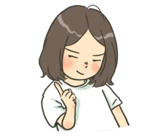 😏 만화, 캐릭터, 소녀, 가리키는 whatsapp sticker