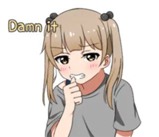 😧 Damn it anime, girl, upset, frustrated telegram sticker