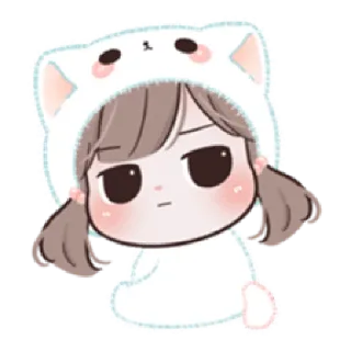 😕 Cartone animato, Ragazza, Carino, Gatto, Cappello, Adesivo, Anime whatsapp sticker