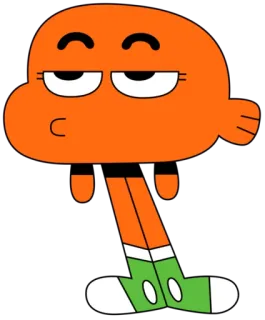 😒 Darwin Watterson The Amazing World of Gumball dessin animé, poisson, orange, Darwin, Gumball, animé telegram sticker