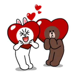 👫 love, heart, cartoon, cute, rabbit, bear, friends, relationship telegram sticker