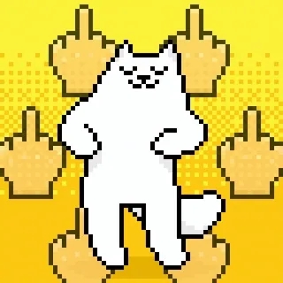 🖕 พิกเซลอาร์ต, แมว, นิ้วกลาง, หยาบคาย, ท่าทาง telegram sticker