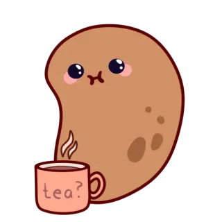 ☕️ Tea? chá, bebida, fofo, kawaii, desenho animado, bebida, xícara telegram sticker