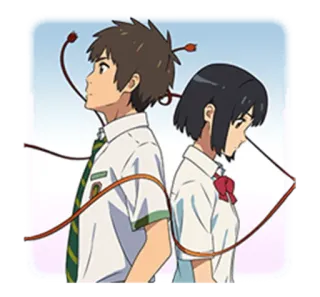 👫 Taki Tachibana, Mitsuha Miyamizu Your Name anime, romance, animation, couple, characters, Your Name telegram sticker