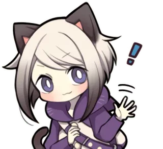 👋 Animé, Oreilles de chat, Chibi, Mignon, Kawaii, Dessin animé whatsapp sticker