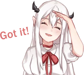 😄 Anime, Iblis, Gadis, Senyum, Senang, Peri, Imut, Rambut putih telegram sticker
