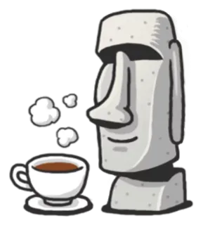 🐷 Moai, Standbeeld, Paaseiland, Koffie, Kop, Drank whatsapp sticker