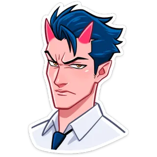 😠 devil, horns, angry, businessman, anime, cartoon telegram sticker