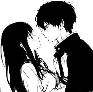 😉 Anime, Couple, Romance, Amour, Uniforme scolaire telegram sticker