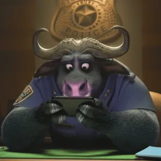 📱 Chief Bogo Zootopia police, buffle, officier, animal, dessin animé, policier telegram sticker