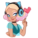 💕 oreilles de chat, écouteurs, doigt d'honneur, dessin animé, art numérique whatsapp sticker