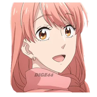 😄 DIGE44 애니메이션, 여자, 분홍 머리, 만화 telegram sticker