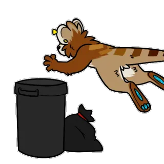 🗑 Dessin animé, Déchets, Animal, Benne à ordures whatsapp sticker