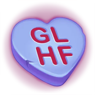 💙 GLHF GLHF, Buona fortuna, Divertiti, Cuore di caramella, Adesivo telegram sticker