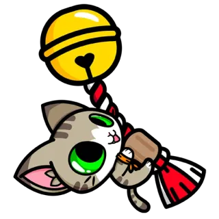 🌟 gato, campana, lindo, animal, dibujo animado, mascota, kawaii, gatito telegram sticker