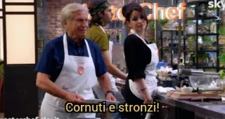 🖕 Cornuti e stronzi! food, cooking, chef, insult telegram sticker