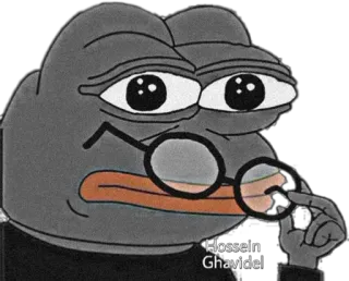😐 Hossein Ghavidel pepe, kikker, bril, meme telegram sticker