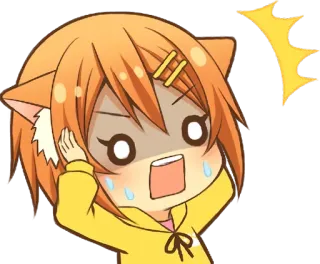 😱 อนิเมะ, หูแมว, กลัว, คาวาอิ, น่ารัก, ตกใจ, มังงะ, อารมณ์ telegram sticker