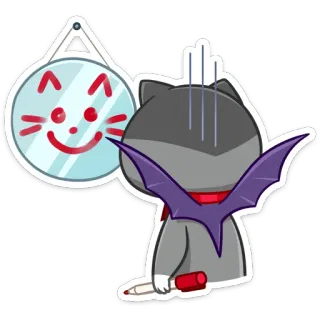 😊 Katze, Spiegel, Fledermausflügel, Tier, Reflexion, süß telegram sticker