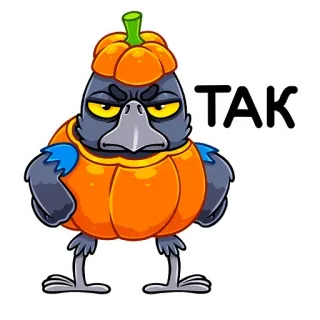 🎃 TAK Krähe, Kürbis, Vogel, Cartoon, Halloween telegram sticker