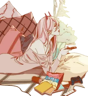 😈 Zero Two Darling in the Franxx anime, girl, zero two, darling in the franxx, horns, pink hair telegram sticker