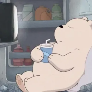 ❄️ Ice Bear We Bare Bears ours polaire, we bare bears, dessin animé, détente, ours, boire, relax whatsapp sticker