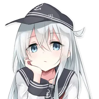 😕 anime girl, character, kawaii, cute, manga, illustration, sailor outfit, navy hat telegram sticker