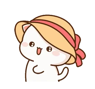 🥹 chat, mignon, autocollant, animal, chapeau, dessin animé telegram sticker