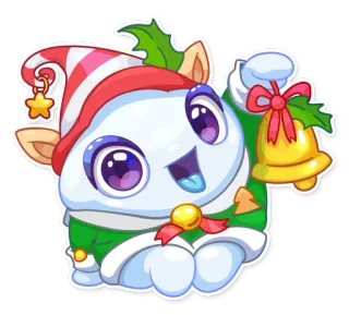 😀 elfo, navidad, dibujos animados, fiesta, festivo, campana, lindo telegram sticker