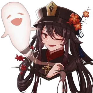 😋 Hu Tao Genshin Impact Anime, Mädchen, Geist, Süß, Videospiel telegram sticker