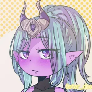 🦄 @star_dboi anime, cartoon, purple skin, horns, female, character telegram sticker