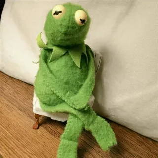 💚 Kermit Kermit the Frog, puppet, meme, sitting, green, muppet telegram sticker