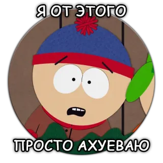 😮 Stan Marsh South Park Я от этого просто ахуеваю dessin animé, choqué, surprise, fan, South Park telegram sticker