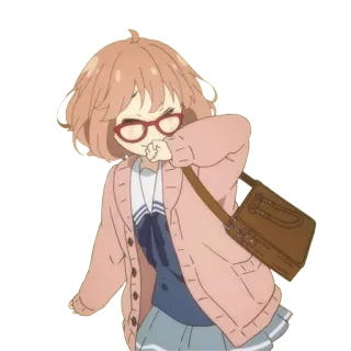 😨 anime, cute, girl, cartoon, glasses, character, animation whatsapp sticker