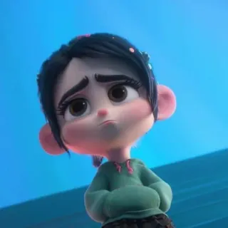 🦋 Vanellope Wreck-It Ralph Vanellope von Schweetz, Wreck-It Ralph, Disney, cartoon character, sad, pout, princess, sweet whatsapp sticker