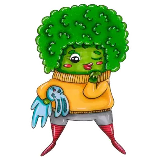 😘 만화, 브로콜리, 귀여운, 채소, 캐릭터, 일러스트 telegram sticker