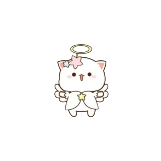 👼 cat, angel, cute, kawaii, star whatsapp sticker