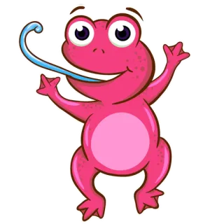 🐸 青蛙, 卡通, 粉色, 动物, 两栖动物, 可爱 telegram sticker