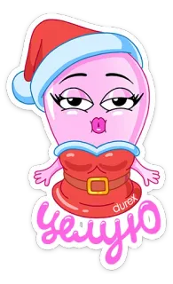 😘 Целую preservativo, papai noel, desenho animado, Durex, beijo, natal, adesivo telegram sticker