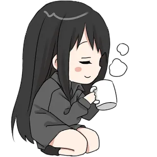 🫖 Anime, Ragazza, Caffè, Carino, Chibi, Kawaii, Rilassante telegram sticker